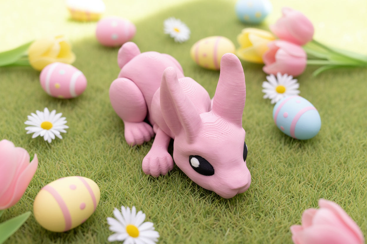 Mini Articulated Bunny Fidget Toy | 3D Printed Posable Flexi Rabbit