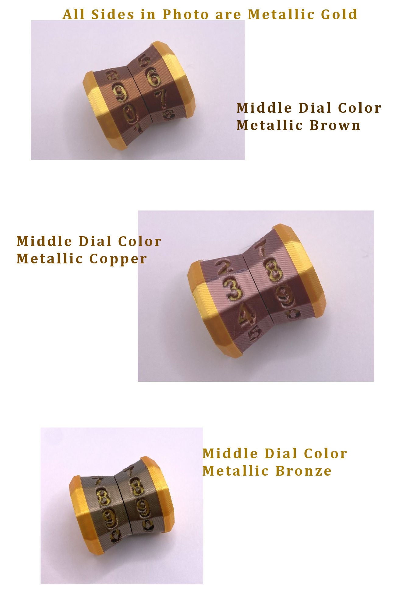 D100 Life Counter for games such as Magic the Gathering Card Games 3D Printed METALLIC Colors