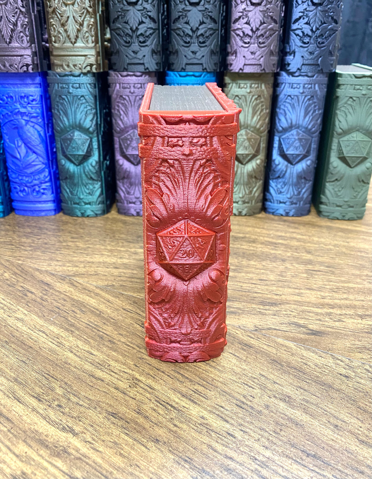 D20 Critical Success Reforged Tome DnD Dice Storage Tray | 3D Printed Book Box