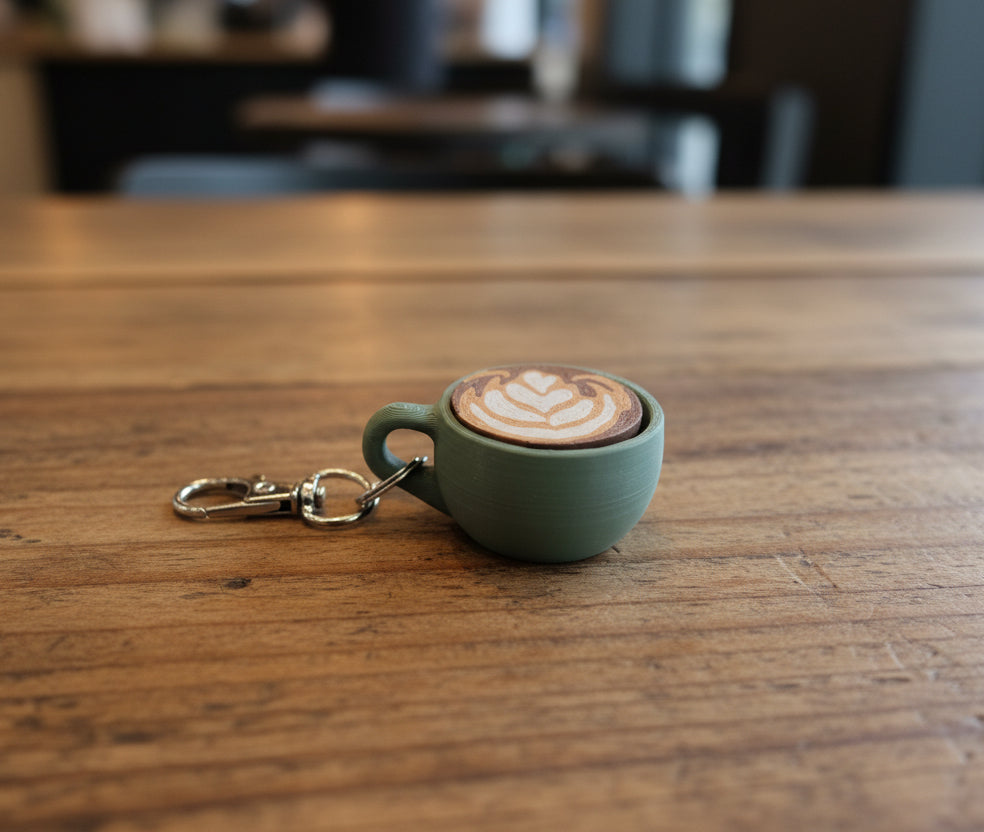Latte Fidget Clicker KEYCHAIN – Coffee | Espresso Clicker in 3 Styles Heart, Swan, and Tulips