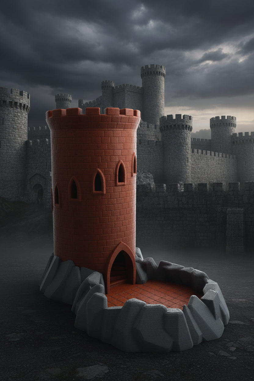 Castle Dice Tower with Rock Tray | 3D Printed D&D Dice Roller