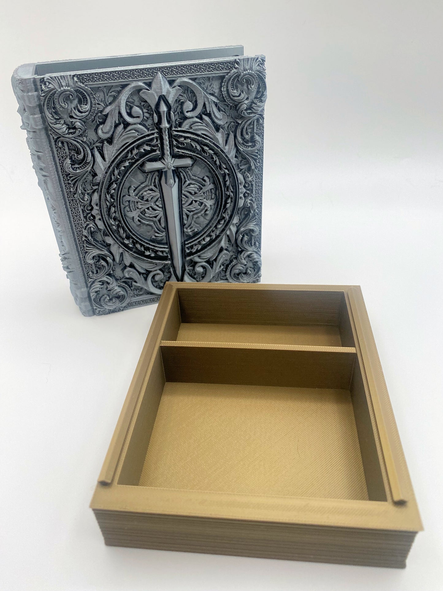 Fighter Tome Storage and Tray - Perfect for Dice, Cards, Tokens, and Mini Dice for MTG DND or other RPG Games