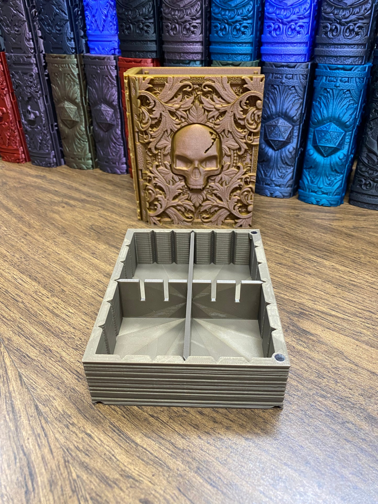 Death Magic Reforged Tome DnD Dice Storage Tray | 3D Printed Book Box