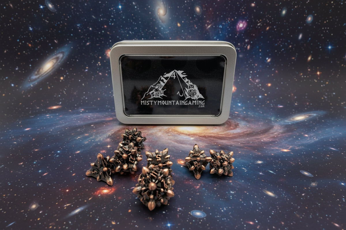 Asteroid Fields Solid Zinc Alloy Metal Dice 7-Piece RPG Set