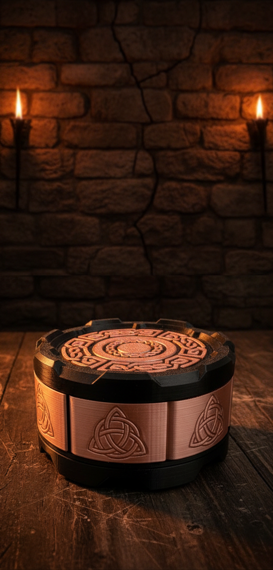 Celtic Stackable Mechanical 7-Door Dice Box | 3D Printed D&D Vault