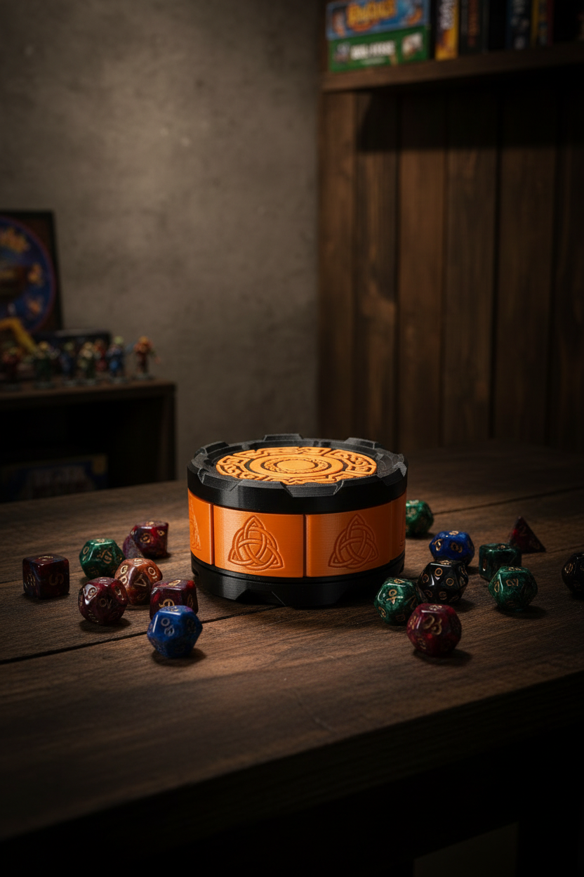 Celtic Stackable Mechanical 7-Door Dice Box | 3D Printed D&D Vault