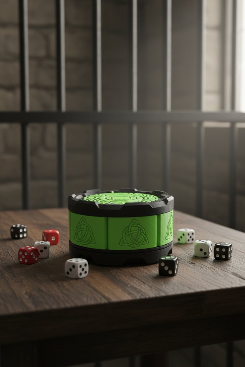 Celtic Stackable Mechanical 7-Door Dice Box | 3D Printed D&D Vault