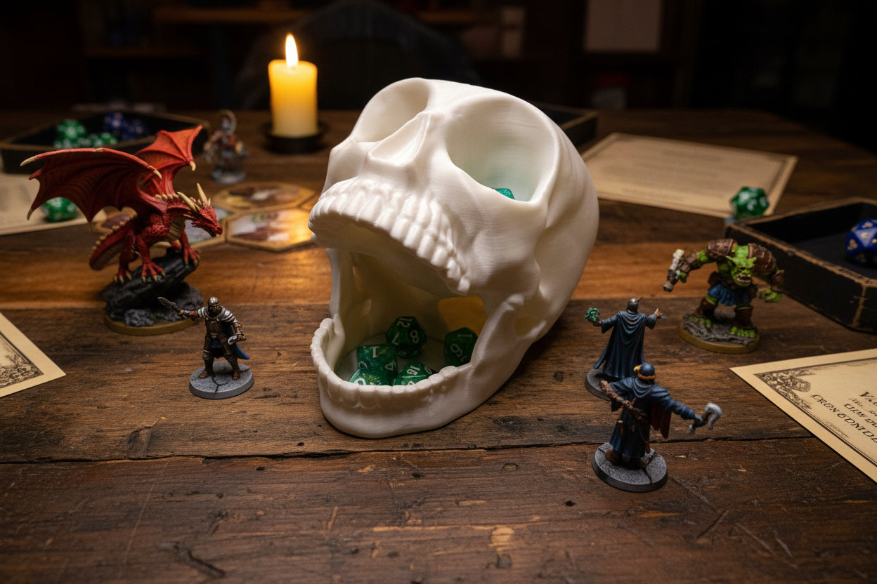 Screaming Skull Dice Tower | 3D Printed D&D Dice Rolling Accessory