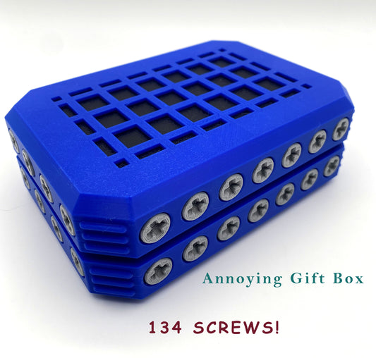 Annoying Gift Box that makes gift giving an adventure. 3D Printed Puzzle for small item such as Gift Cards.