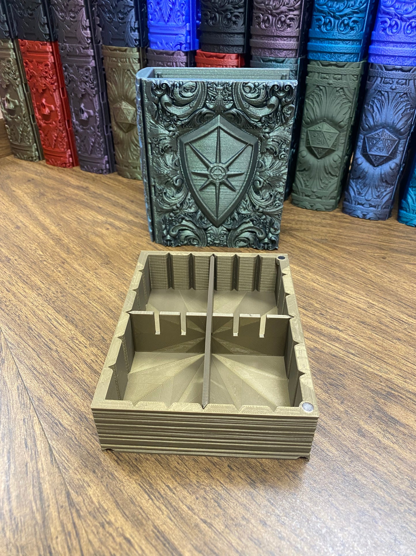 Paladin Reforged Tome DnD Dice Storage Tray | 3D Printed Book Box