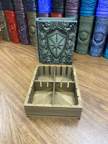 Paladin Reforged Tome DnD Dice Storage Tray | 3D Printed Book Box