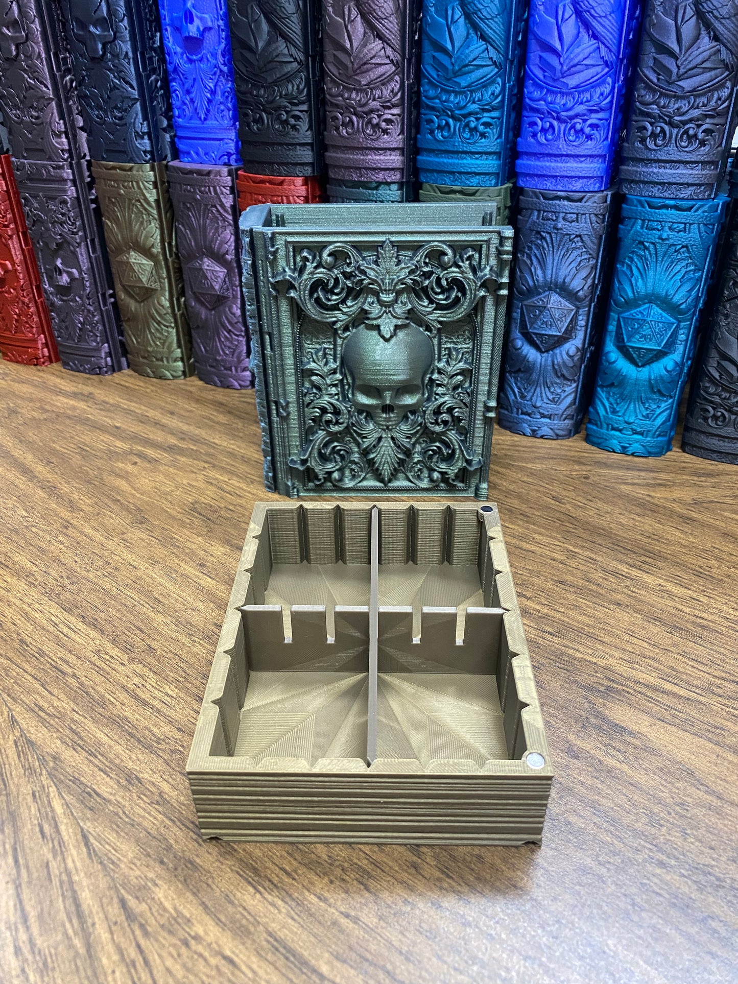 Necromancer Reforged Tome DnD Dice Storage Tray | 3D Printed Book Box