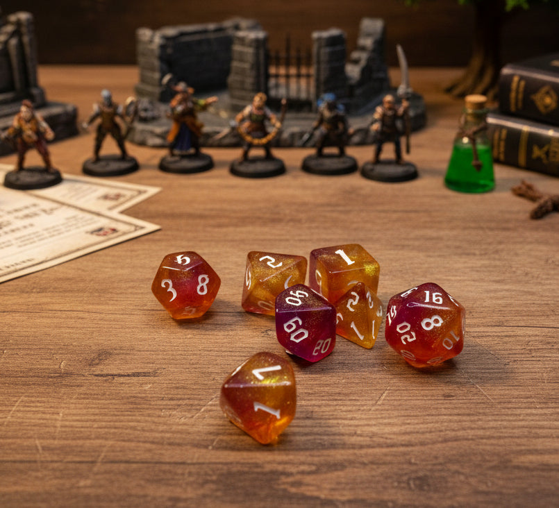 7 Piece Acrylic Polyhedral Dice Set – Hand-Painted RPG D&D Dice for Dungeons & Dragons, Pathfinder