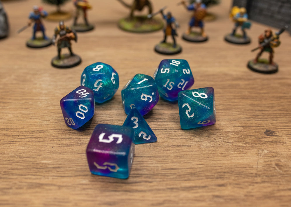 7 Piece Acrylic Polyhedral Dice Set – Hand-Painted RPG D&D Dice for Dungeons & Dragons, Pathfinder