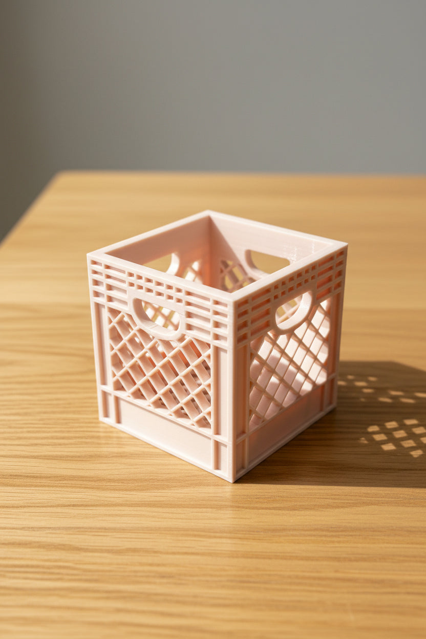 Mini Crate 3x3x3 Storage Box | 3D Printed Compact Desk Organizer