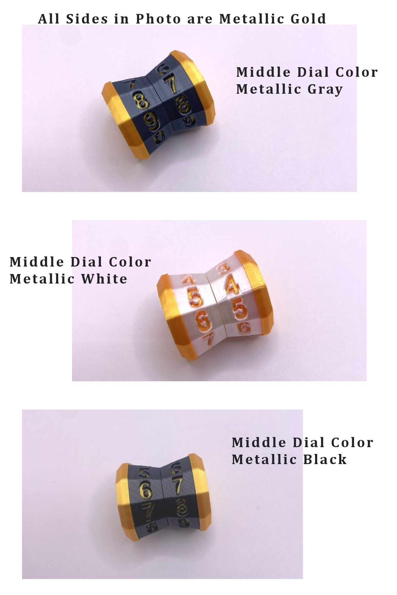 D100 Life Counter for games such as Magic the Gathering Card Games 3D Printed METALLIC Colors