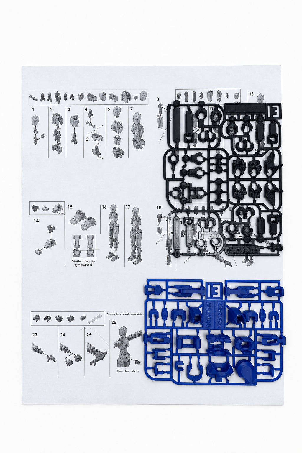 Dummy 13 – Colorful Articulated Action Figure Assembled and Unassembled