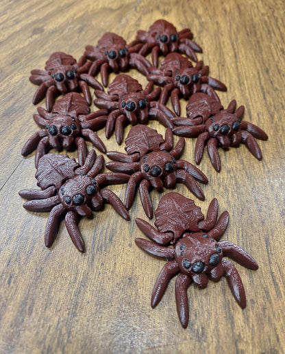 🕷️Articulated Fidget Spider | Tiny Moving 3D Printed Spider Toy - Spooky Cute Halloween Decor & Prank (Black, Brown, Gray, Light Purple, Pink)