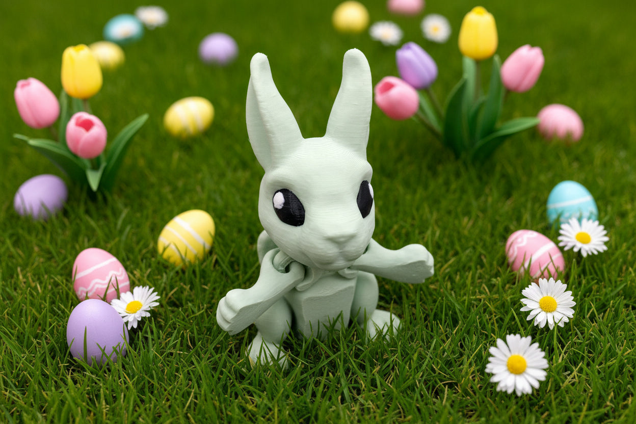Mini Articulated Bunny Fidget Toy | 3D Printed Posable Flexi Rabbit