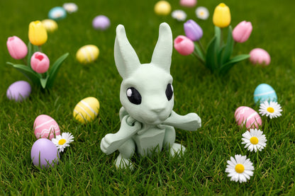 Mini Articulated Bunny Fidget Toy | 3D Printed Posable Flexi Rabbit