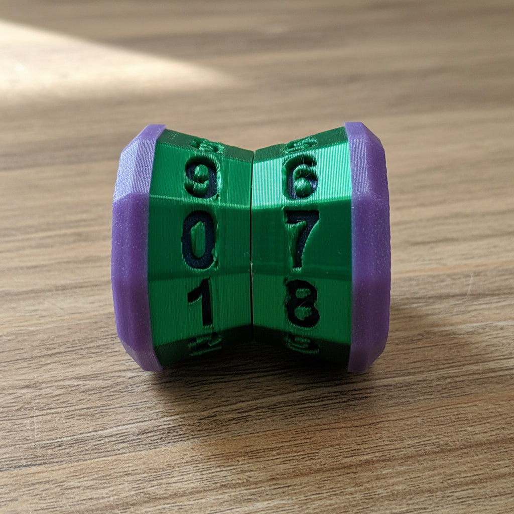 D100 MTG Life Counter Metallic Green Middle Dial| 3D Printed Magic the Gathering