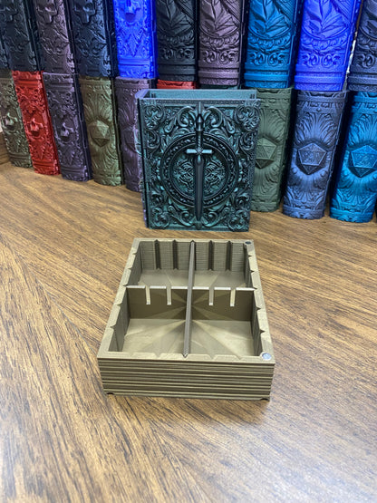 Fighter Reforged Tome DnD Dice Storage Tray | 3D Printed Book Box