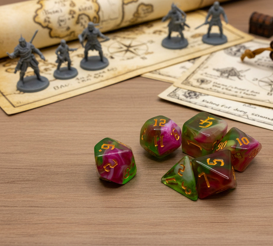 7 Piece Acrylic Polyhedral Dice Set – Hand-Painted RPG D&D Dice for Dungeons & Dragons, Pathfinder