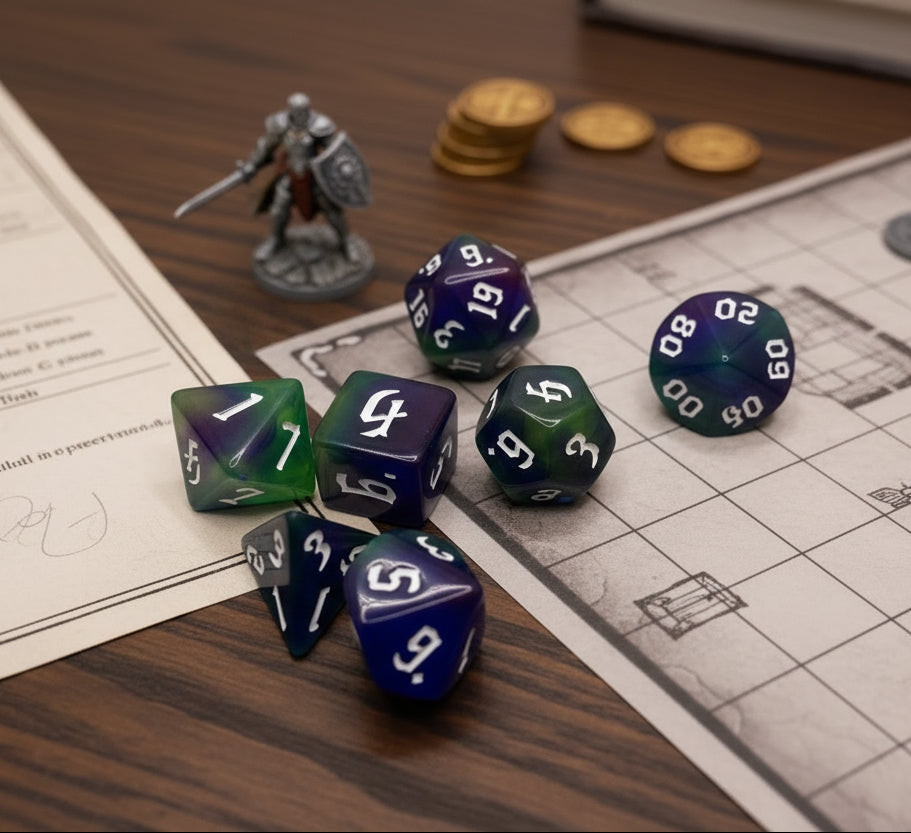 7 Piece Acrylic Polyhedral Dice Set – Hand-Painted RPG D&D Dice for Dungeons & Dragons, Pathfinder