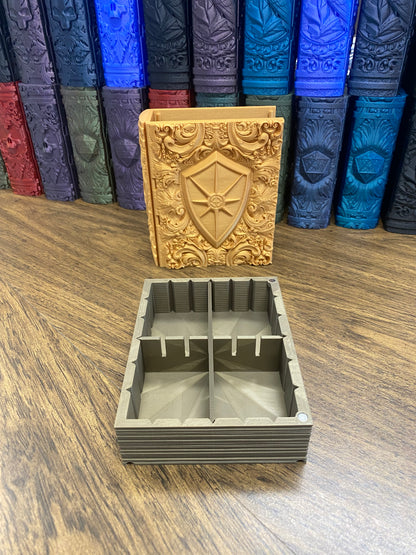 Paladin Reforged Tome DnD Dice Storage Tray | 3D Printed Book Box