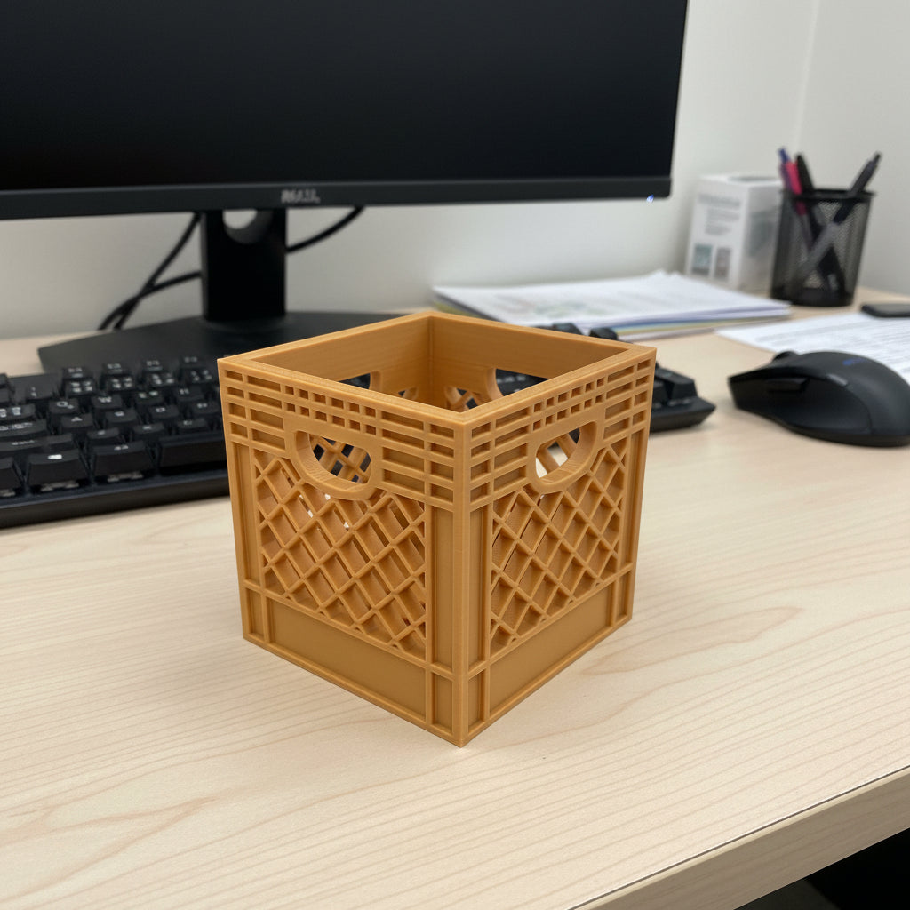 Mini Crate 3x3x3 Storage Box | 3D Printed Compact Desk Organizer