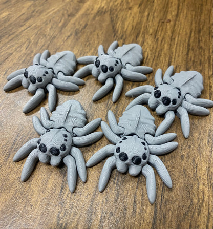 🕷️Articulated Fidget Spider | Tiny Moving 3D Printed Spider Toy - Spooky Cute Halloween Decor & Prank (Black, Brown, Gray, Light Purple, Pink)