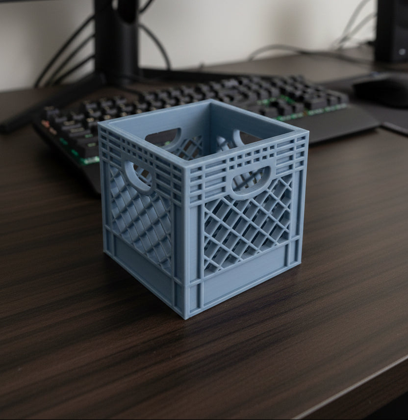 Mini Crate 3x3x3 Storage Box | 3D Printed Compact Desk Organizer