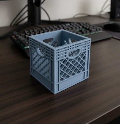 Mini Crate 3x3x3 Storage Box | 3D Printed Compact Desk Organizer