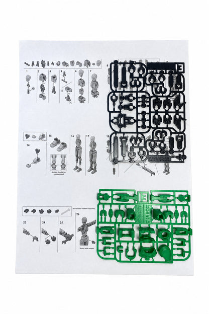 Dummy 13 – Colorful Articulated Action Figure Assembled and Unassembled