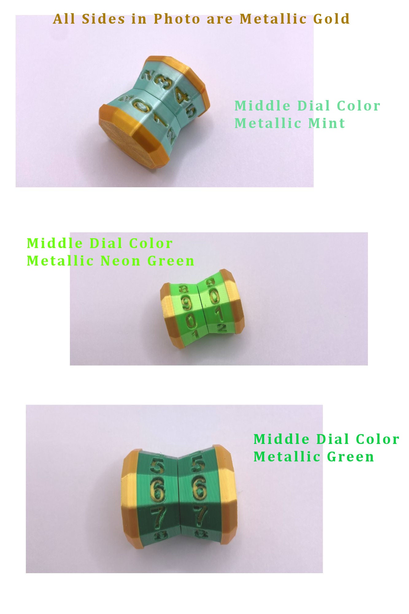 D100 Life Counter for games such as Magic the Gathering Card Games 3D Printed METALLIC Colors