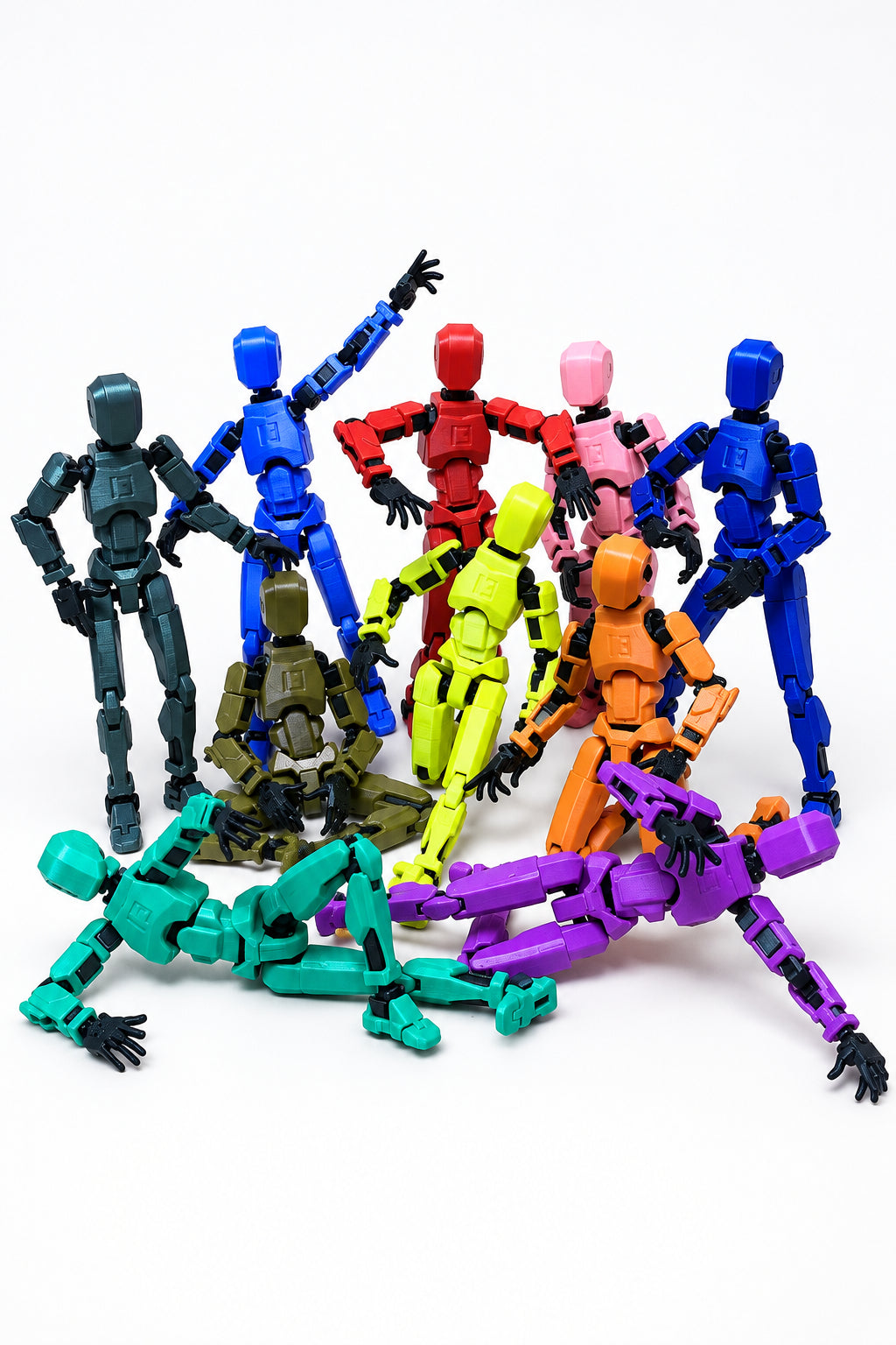 Dummy 13 – Colorful Articulated Action Figure Assembled and Unassembled