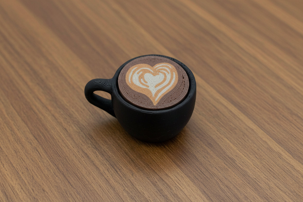 Latte Art Fidget Clicker | 3D Printed Realistic Coffee Cup Desk Accessory