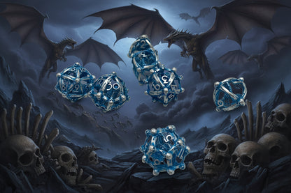 Draco Immortui Hollow Copper-Plated Metal DnD Dice 7-Piece Set