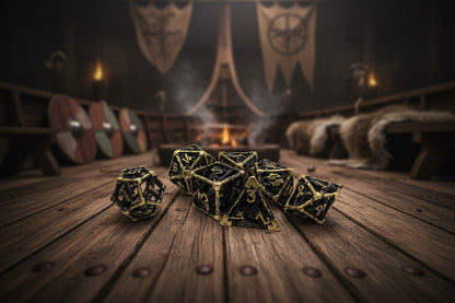 Legends of Valhalla Hollow Copper-Plated Metal DnD Dice 7-Piece