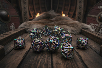 Legends of Valhalla Hollow Copper-Plated Metal DnD Dice 7-Piece