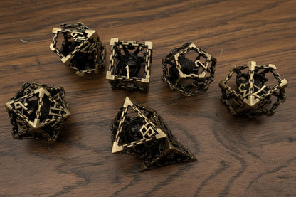 Beholder's Gates Hollow Copper-Plated Metal DnD Dice 7-Piece Set