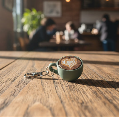 Latte Art Fidget Clicker Keychain | 3D Printed Mini Coffee Cup