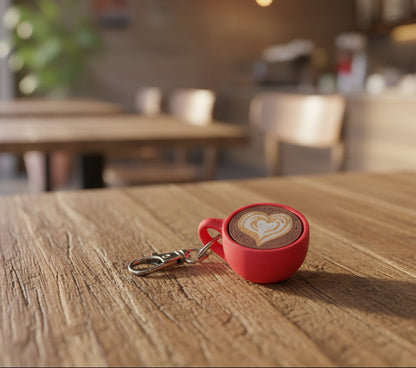 Latte Art Fidget Clicker Keychain | 3D Printed Mini Coffee Cup