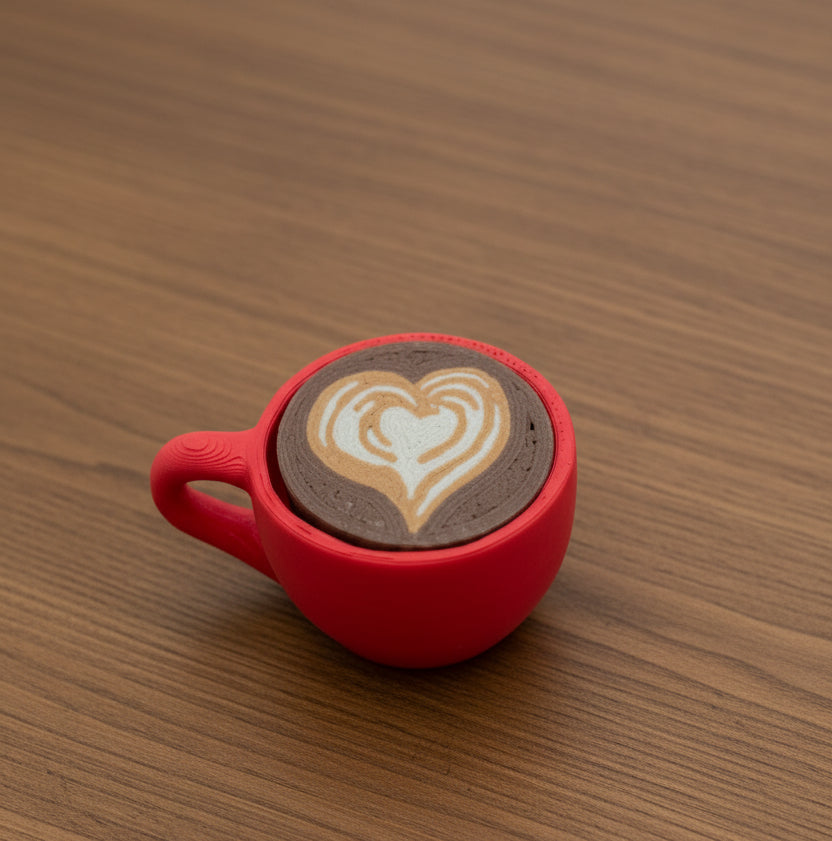 Latte Art Fidget Clicker | 3D Printed Realistic Coffee Cup Desk Accessory
