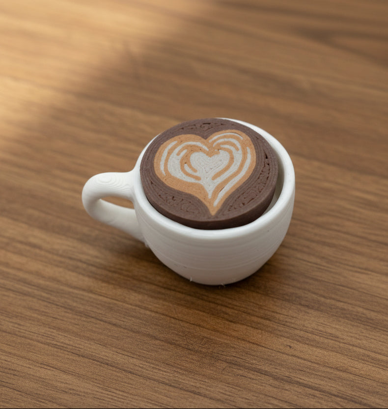 Latte Art Fidget Clicker | 3D Printed Realistic Coffee Cup Desk Accessory