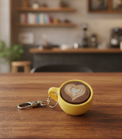 Latte Art Fidget Clicker Keychain | 3D Printed Mini Coffee Cup