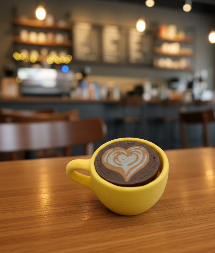 Latte Art Fidget Clicker – Realistic Coffee Cup Toy, Desk Accessory