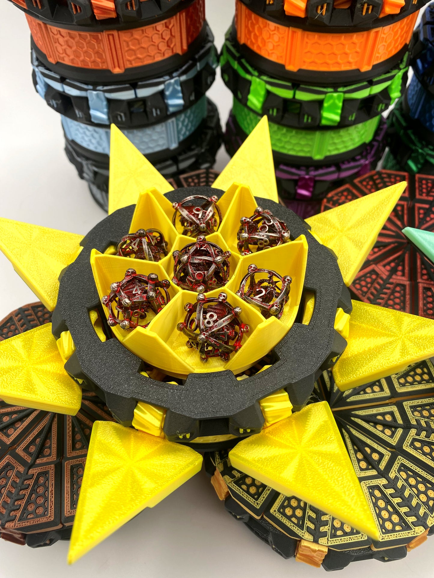 Tilting Doors Dice Set Box: 3D Printed 7-Dice Holder
