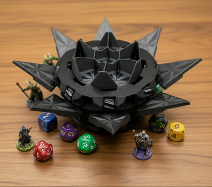 Mechanical Tilting Doors Dice Box | 3D Printed 7-Dice Dramatic Vault