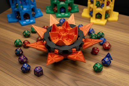 Mechanical Tilting Doors Dice Box | 3D Printed 7-Dice Dramatic Vault